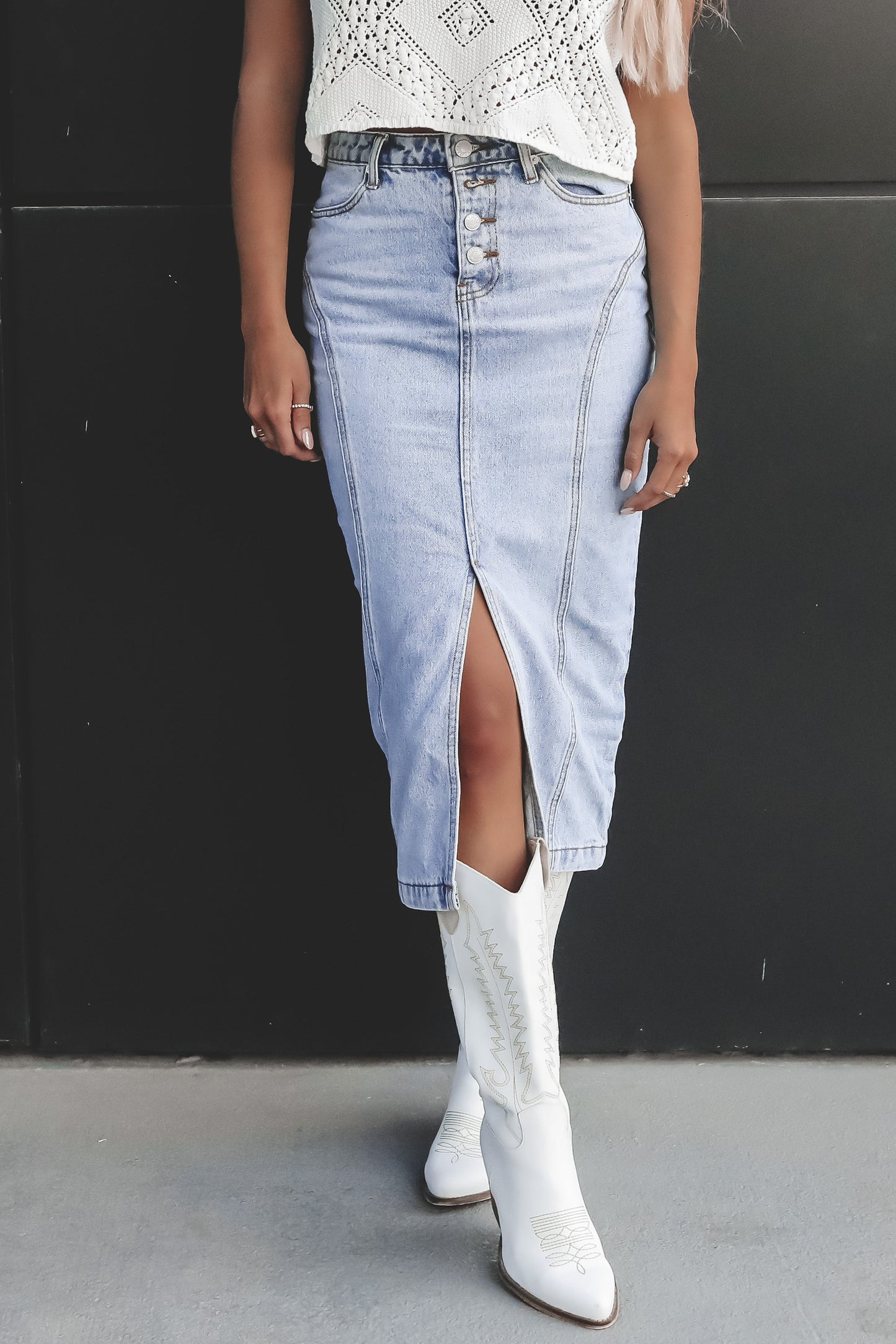 Style Me In Denim Midi Skirt